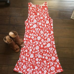 Red and white floral summer dress